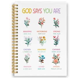 XPH Inspirational Religious Spiral Notebook, Spring Floral Wildflower Faith Scripture Journaling Notebooks for Office School, Bible Verse Hardcover Journals Gifts for Women, 160 Pages 5.5 x 8.3 Inch