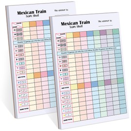Halloscume 2 Pack 120 Sheets Mexican Train Score Pads Colorful Chicken Foot Dominoes Game Scorepad Adult Mexican Train Score Sheet Scoreboard Paper Record Clearly for Family Game (8 x 5.5 Inches)