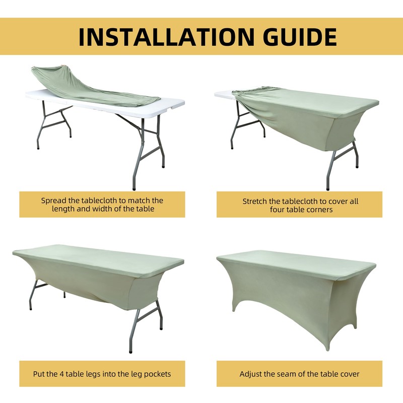 ZarzaaSik 118 2-Pack 4ft Spandex Table Covers for Rectangular Folding