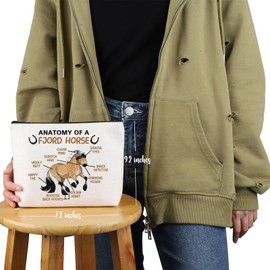 VAMSII Fjord Horse Lover Gift Anatomy of a Fjord Horse Makeup Bag Fjord Lover Cosmetic Bag Fjord Owner Gift (Anatomy of a Fjord Horse M C)