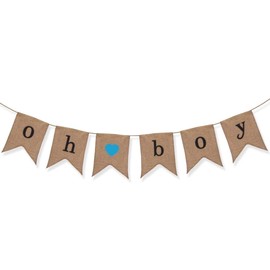 Oh Boy Burlap Banner - Baby Shower Decorations For Boy - Gender Reveal Party