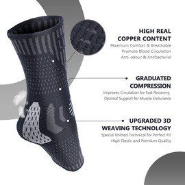 Lusenone Professional Ankle Support Brace 2 Pack, Breathable Plantar Fasciitis Socks, Anti-Slip Ankle Compression Sleeve Socks for Joint Pain, Ligament Damage, Sprained Ankle, Achilles Tendonitis, Sports