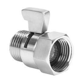 GOVALVE Shower Shut Off Valve G1/2" Standard Connection Brass Water Flow Control Valve with Filter Gasket for Shower Head Water Volume Adjust (Brushed Nickel)