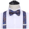 Hisdern Men's Braces, Wide Bow Tie and Pocket Handkerchief Set,