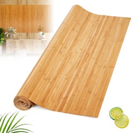 Juexica 1 Pcs Natural Bamboo Wall Panel for Interior Wall 48'' x 96'' Bamboo Covering Renewable Pole Wainscoting Room Divider Decor for Bedroom Living Room Kitchen Island Office (Carbonized)