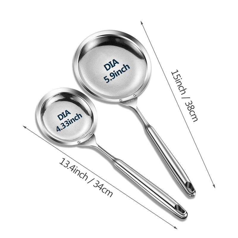 Fine Mesh Strainer - Oil Strainer Spoon for Bacon Grease