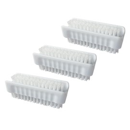 LOLA Products Hand & Nail Brush, 2 Sided - Soft & Stiff, long-Lasting, Comfortable No-Slip Grip, Cleans Hands & Fingernails, White- 3 Pack