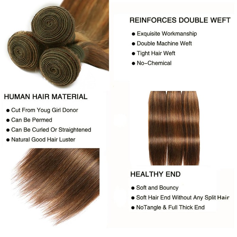 Light Brown Bundles Human Hair Ombre Straight Human Hair Bundles