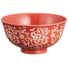 Nishida 120210 Japanese Tableware Rice Bowl, 6 Colors Tambobo Pattern Rice Bowl (No. 4.5) (Red) / Home Restaurant / Commercial Tableware / Rice Bowl / Ochazuke / Rice Bowl