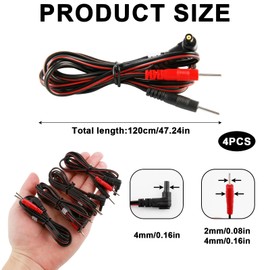Lead Wires for TENS Machines 4Pack Electrotherapy Accessories with 2mm Pin Connectors Premium Electrode Cables Compatible with TENS Electronic Therapy Machines 47 Inches Length