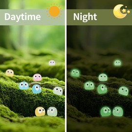 VYNYJOAN 100PCS Mini Resin Luminous Briquettes Miniature Elf Tiny Tree Figures for Micro Landscape Garden Decor, Multi-Color