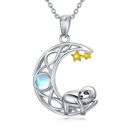 Dorunmo Sloth Necklace 925 Sterling Silver Moon Sloth Necklace for Women Birthday Jewelry for Her