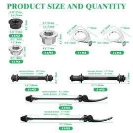 16Pcs 3 Size Bicycle Hub Flanged Axle Nut and Safety Washer Kit with Quick Release Skewer Front & Rear Bicycle Axle Replacement Parts for MTB Mountain Road Bike