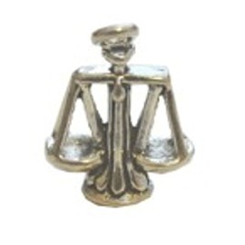 Sterling Silver 3D Scales Of Justice Law Dangle Charm Bead For Bead Charm Bracelet