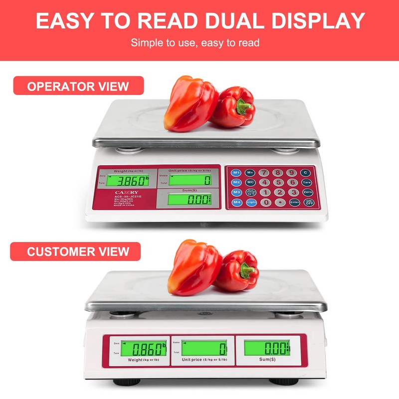 CAMRY Digital Price Computing Scale 66lb/30kg Commercial Produce Scale with