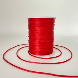 ChunLiou 2 mm 330 Feet Satin Nylon Cord String for Jewelry Making Bracelet Necklaces Beading Thread Rattail Macrame Kumihimo Chinese Knot Craft Red