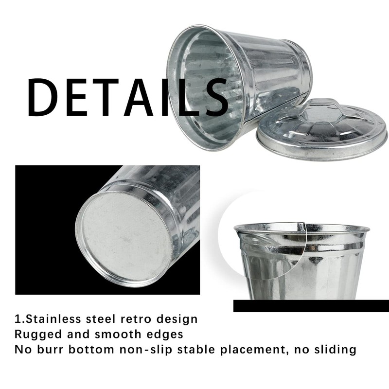 DOERDO Mini Desktop Wastebasket Galvanized Trash Can, for Kitchen Countertop,