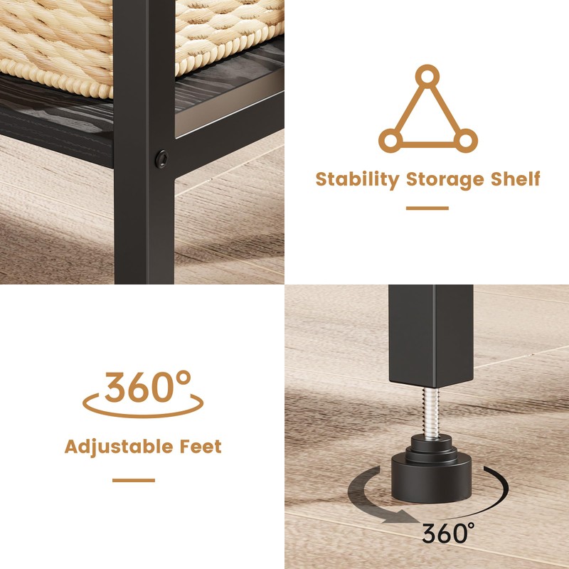 Asgolion Small Black Side Table, Tall End Table with Adjustable