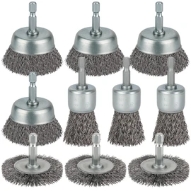 10 Pcs Wire Brush for Drill, Coarse Carbon Steel Crimping Wire Wheel Brush, 1/4 Inch Hex Shank, Wire Cup Brush Drill Bit for Cleaning Rust, Stripping and Abrasive