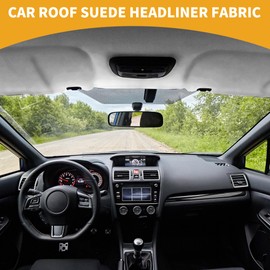 Partuto 150G Headliner Fabric for Car Truck RV SUV Boat Automotive Interior Trim DIY Roof Repair Replacement Suede Fabric Light Gray 12" L x 57" W