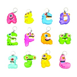 GEDDES Raymond Squishy Alpha Monster Keychain Buddies (Pack of 26) - Cute Alphabet Keychains for Backpacks and Zippers