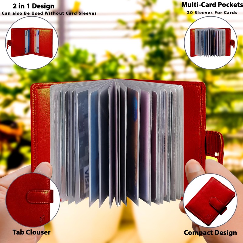 STARHIDE Soft Genuine Leather Compact Credit Debit Card Holder Case