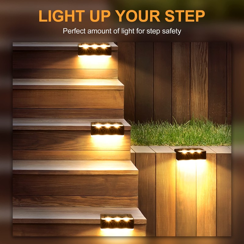 SOLPEX Solar Fence Lights, 6 LEDs Solar Lights Outdoor Waterproof