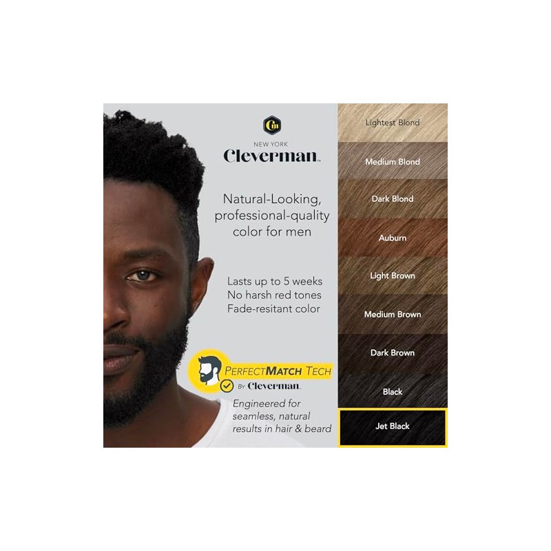 CLEVERMAN Kit De Tinte Para Cabello Y Barba Para Hombres,