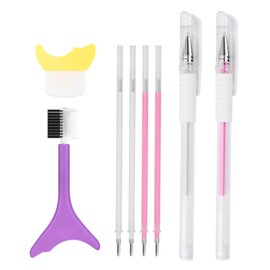 2 sets of eyebrow drawing pencils, equipped with 1 make-up aid with short handle and 1 eyelash barrier with comb, eyeliner aid and beauty tools