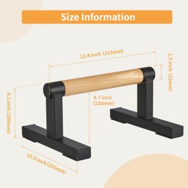 T Shape Floor Stand Wood Push Up Handle Bars for Men, Strength Training Pushup Stands Parallettes Bars with Sturdy Metal Bracket for Calisthenics, Fitness, Gymnastics, Workouts, Calistenia