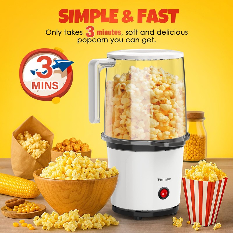 Hot Air Popcorn Popper with Serving Bowl for Family Gathering