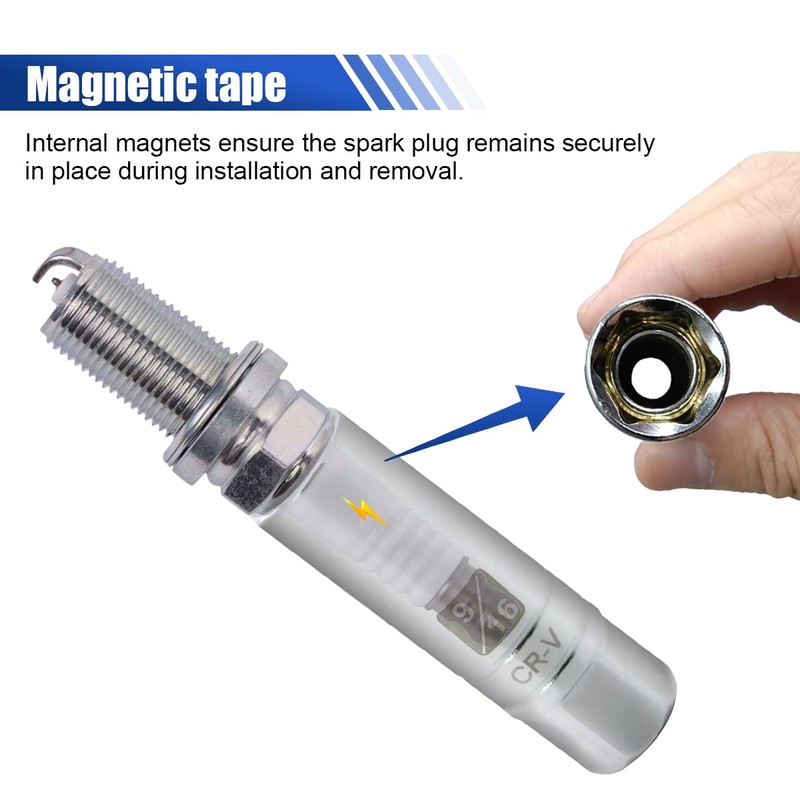 1PCS Magnetic Spark Plug Socket, Powerful Magnet Retains Spark Plugs,