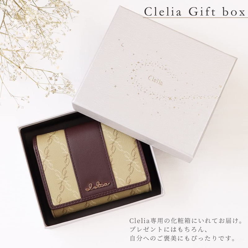 Cleria CL-18015 Women's Bifold Wallet, Compact, Large Capacity, Belle Series,