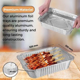 HOMESHOPA Rectangular Roasting Tray, 2 Pack Disposable Aluminium Foil Trays, Large Tin Foil Containers for Cooking, Roasting, Broiling, Bakeware, Storing, Prepping Food, Heating, Oven & Freezer Safe