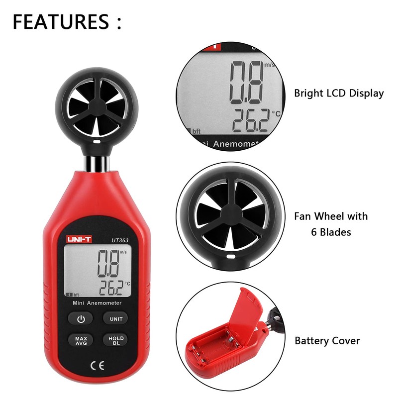 UNI-T UT363 Mini Digital Anemometer High Precision Wind Measuring Instrument