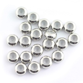 RuiLing - Lote de 20 cuentas espaciadoras de acero inoxidable para pulseras, collares, manualidades, joyas, accesorios de 8 mm