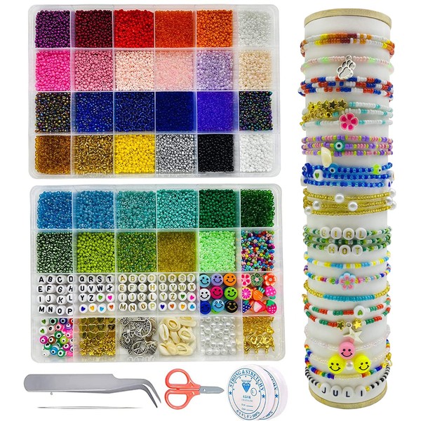 Beads for Threading, 30,000 Pieces 2 mm Glass Beads Bracelets