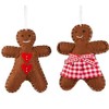 Pair of Felt Festive Mr & Mrs Gingerbread People Hanging Decoration