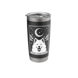 Tarot Card Vintage Crescent Moon Samoyed Dog Mom Stainless Steel Insulated Tumbler