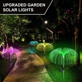 Solar Lights Outdoor 4 Pack Solar Christmas Decoration Garden Lights 7 Color Changing Waterproof Jellyfish Lights Solar Fairy Lights Garden Decoration for Christmas Pathway Wedding Lawn Backyard Party