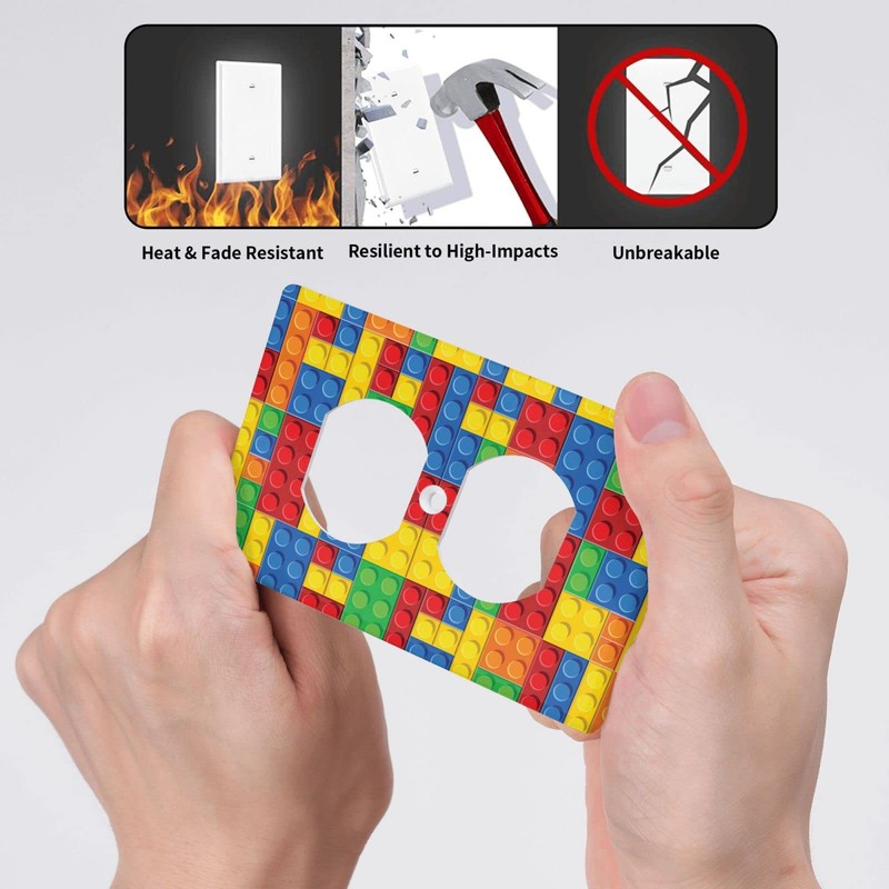Colorful Bricks Wall Plates Outlet Light Switch Plate Cover