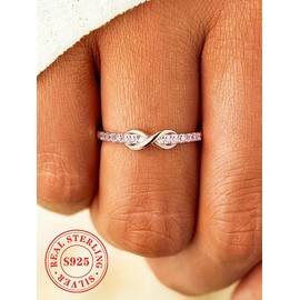 S925 Sterling Silver Fashion Infinity Symbol Design Promise Ring, Fashion Jewelry for Party, Daily Decor, Trendy All-match & Exquisite Jewelry for Birthday Gift - Color: Silver, Size: 7