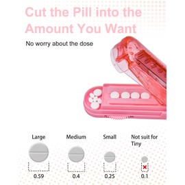 Pill Cutter Splitter for Small and Tiny Pills, Pill Splitter Accurately Cuts Multiple Pills at Once for Large and Small Pill, Sharp Blade with Safety Guard (Pink)