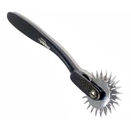 Needle wheel, nerve wheel, serrated wheel according to Wartenberg for sensitivity test, neurological pinwheel, neurotest, rustproof, 17 cm, 1 wheel, black