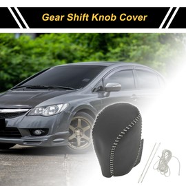 REPAIROCK Anti-Slip Gear Shift Knob Cover Car Stick Shifting Handle Protector for Honda Civic 16-21 Black Gray Faux Leather