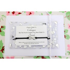 Lucor Colleagues Fun and Laughter,Leaving Job Gift,Office Work Coworker Gift,Infinity Wish String Bracelet,Friendship Inspirational Gift(Black)