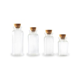 CraftMedley GB800 Glass Bottles, Mini Containers with Cork Lid, Multiple Sizes Included 7mL/10mL/15mL/20mL, 4-Piece