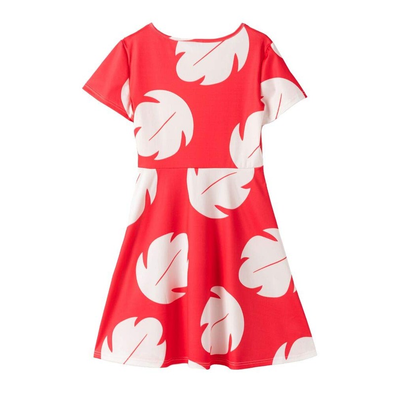 Women Cosplay Dress Costume Red Short Sleeve Knee Length Casual