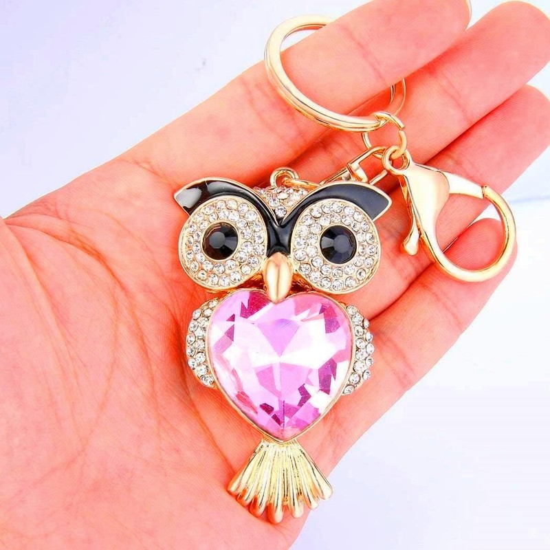 Axmerdal Fashion Lovely Lucky Owl Keychain Rhinestone Crystal Pendent Handbag