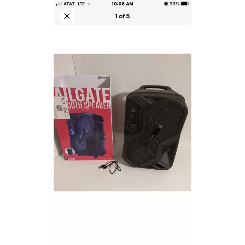 Proscan Tailgater 10-Watt Bluetooth Indoor Portable Speaker Rechargeable Batt